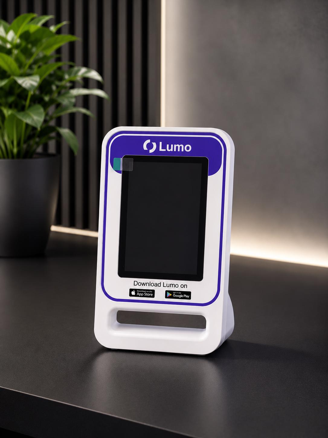 Lumo POS terminal hardware prototype on a retail counter